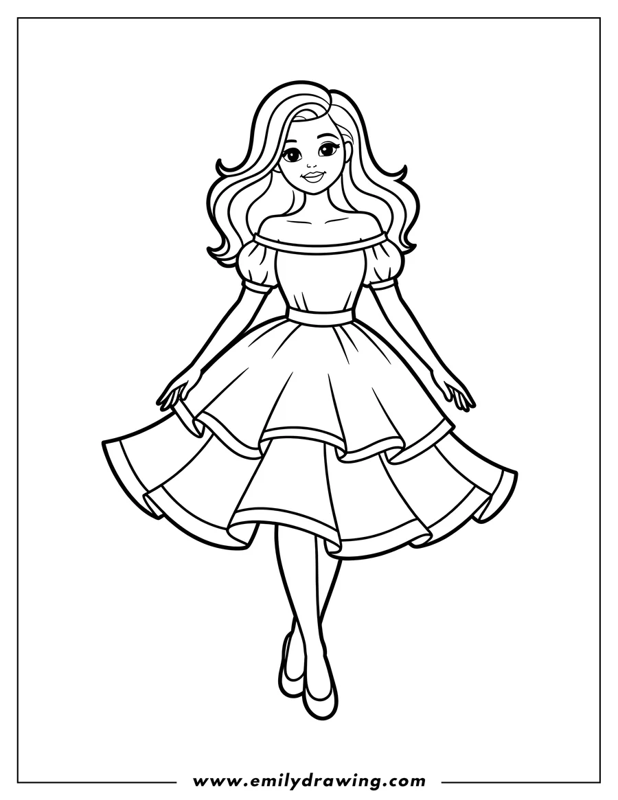 Coloring page for kids: young Woman