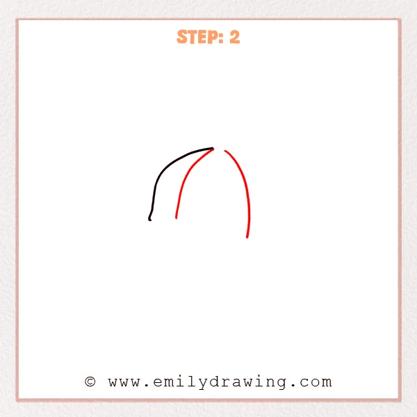 how to draw a cap - Two new curved lines added to build the cap crown, including a right outer edge and a short inner panel seam.