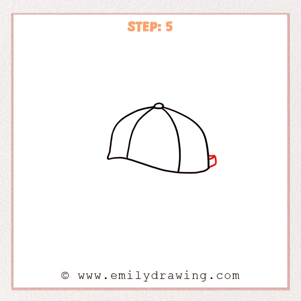 how to draw a cap - A simple cap drawing with a small rectangular strap tab added at the back right side.