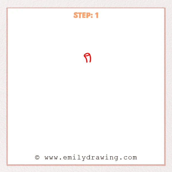 how to draw an acorn - Step 1: A short curved stem with a small oval opening for an acorn.