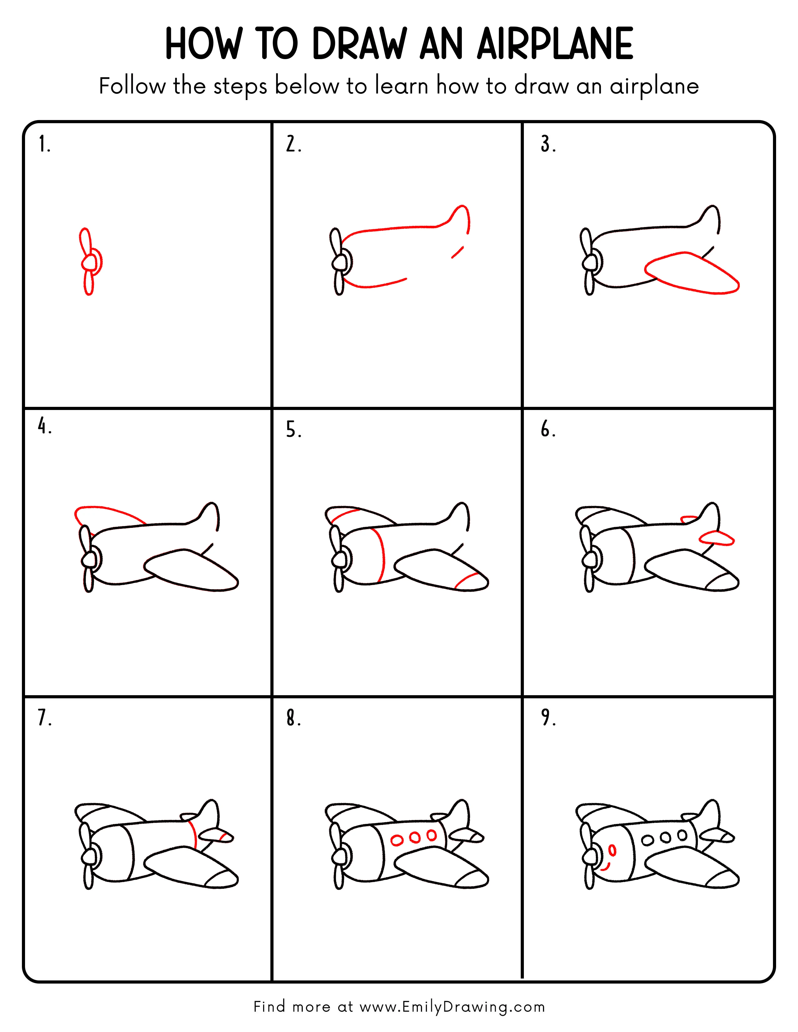 Printable Airplane Drawing Guide