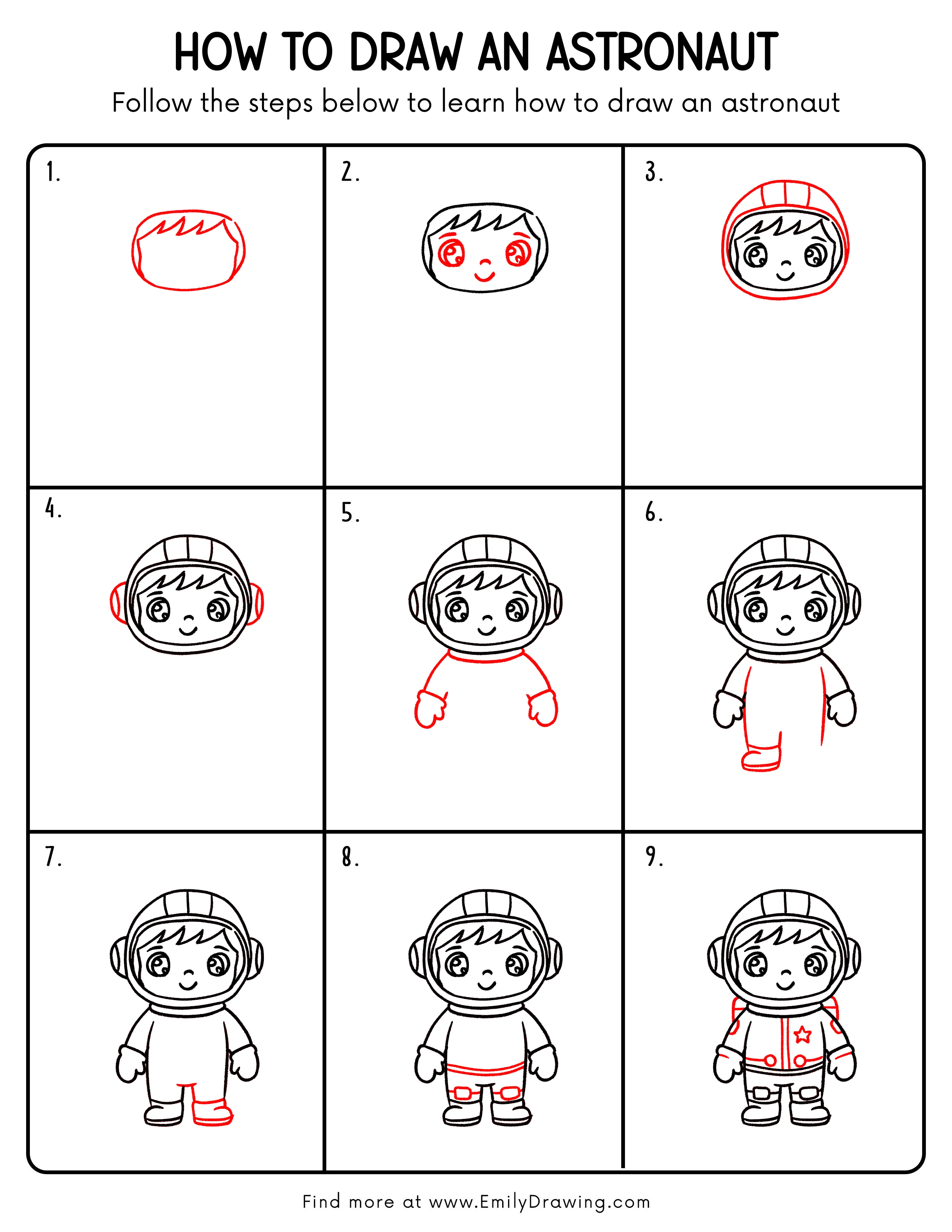 Printable Astronaut Drawing Guide