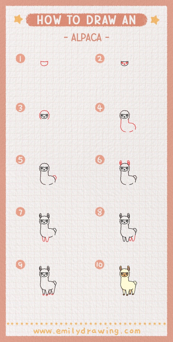 how to draw an alpaca pinterest pin