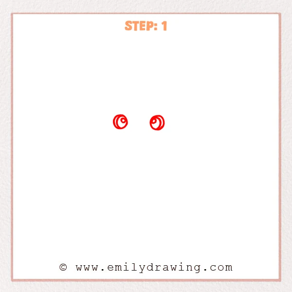 how to draw an animals - Step 1: Two large round eyes start a cute animals drawing for beginners.