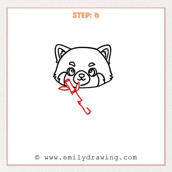 how to draw an animals - Step 6: A slanted prop and simple paw placement lines are added in the animals step by step drawing.