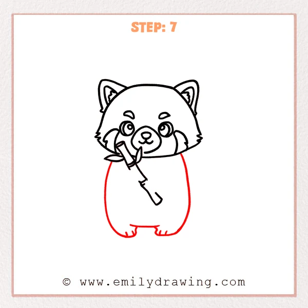 how to draw an animals - Step 7: A rounded body outline is added under the head for a cute animals character.