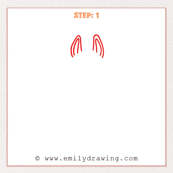 how to draw an anubis - Step 1: Two tall ears are sketched to begin a step by step drawing of Anubis.