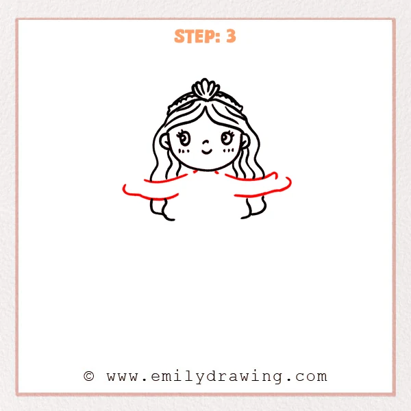 how to draw an aphrodite - Step 3: Aphrodite outstretched arms are drawn in a wide, open pose.