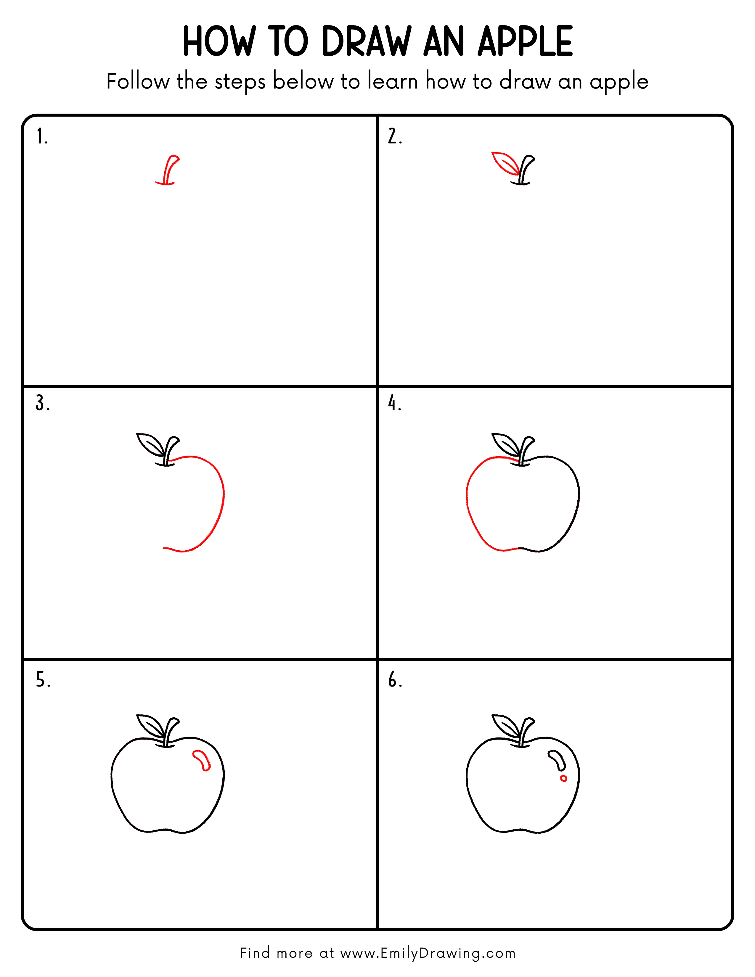 Printable Apple Drawing Guide