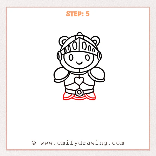 how to draw an armor - Step 5: Short skirt-like armor flaps are added beneath the belt.