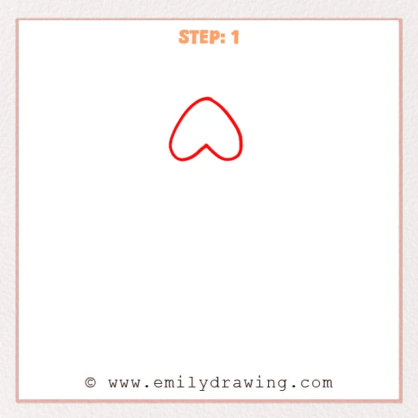 how to draw an arrow - Step 1: A heart-like arrowhead outline is drawn near the top of the page.