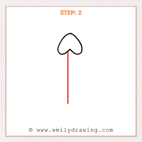 how to draw an arrow - Step 2: A long straight center line extends down from the arrowhead to guide the shaft.