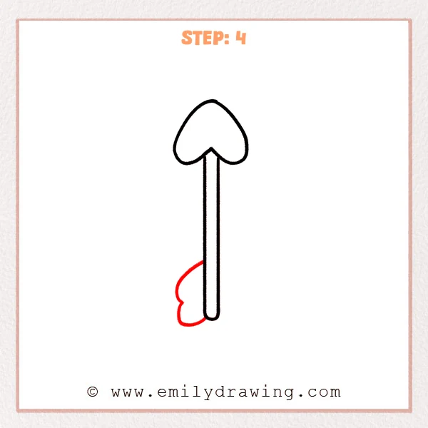 how to draw an arrow - Step 4: A cloud-like feather shape is added on the left side of the arrow base.
