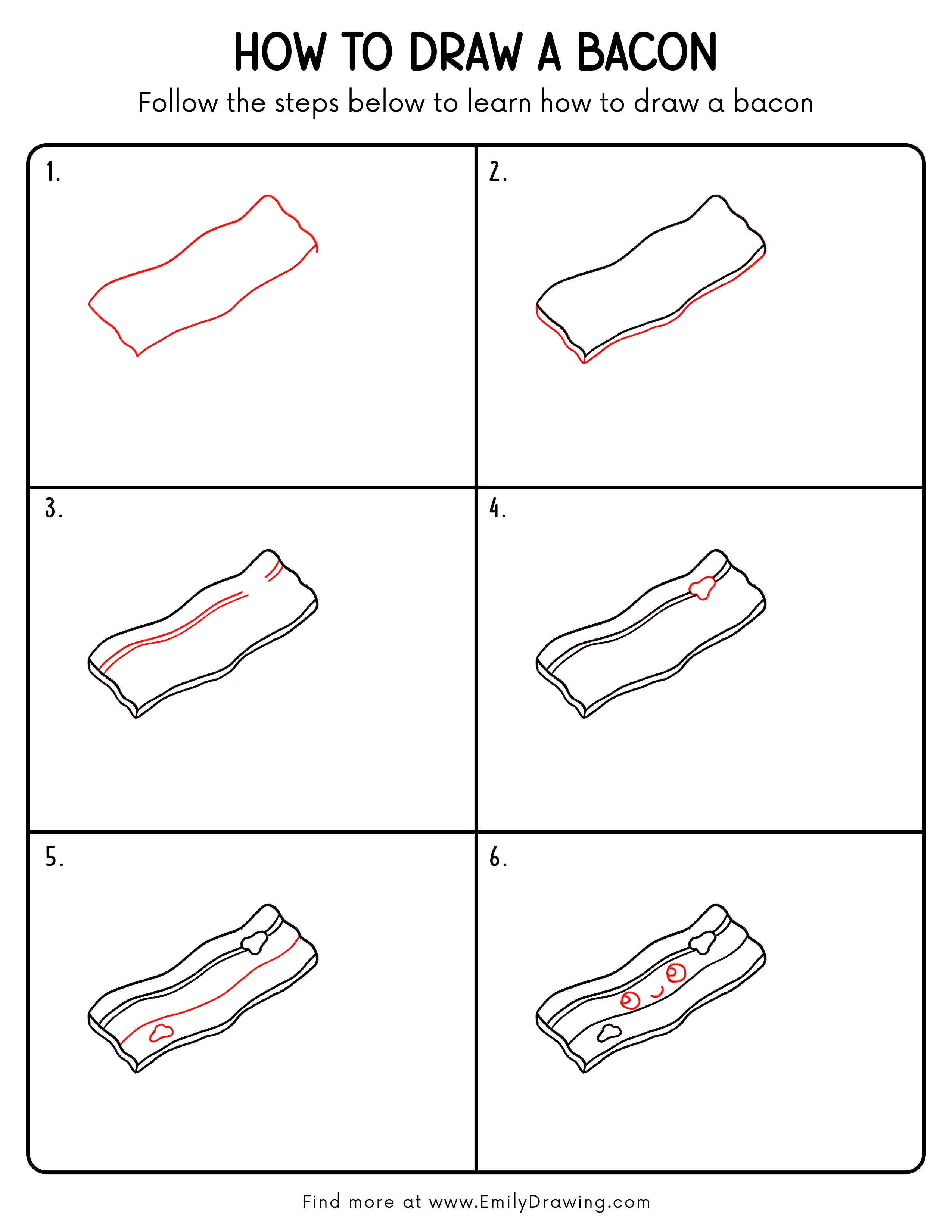 Printable Bacon Drawing Guide
