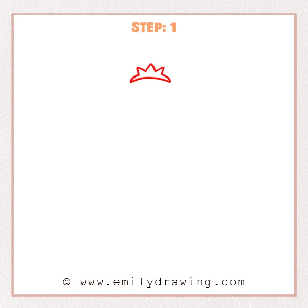 how to draw a ballerina - Step 1: A small crown is drawn at the top, beginning the ballerina’s headpiece.