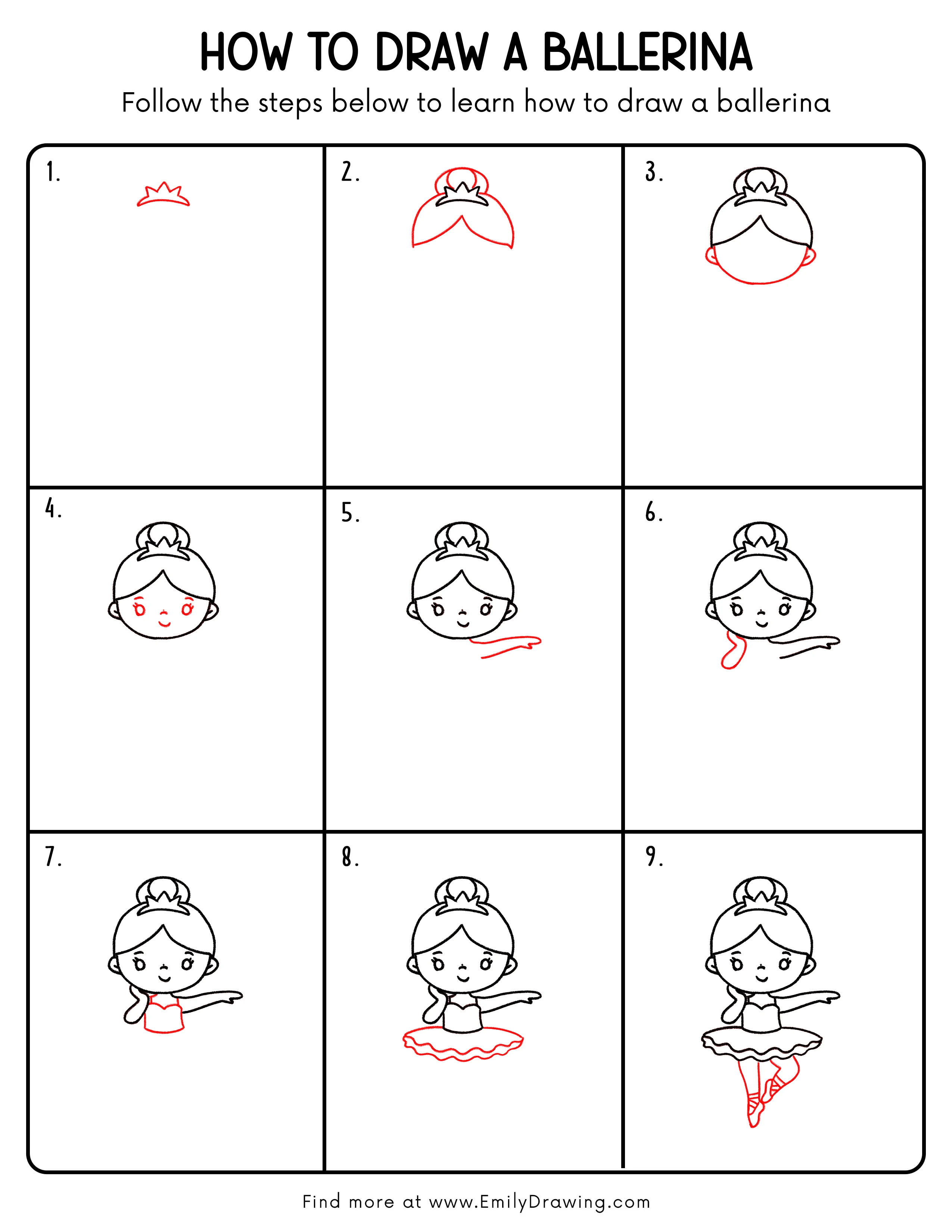 Printable Ballerina Drawing Guide