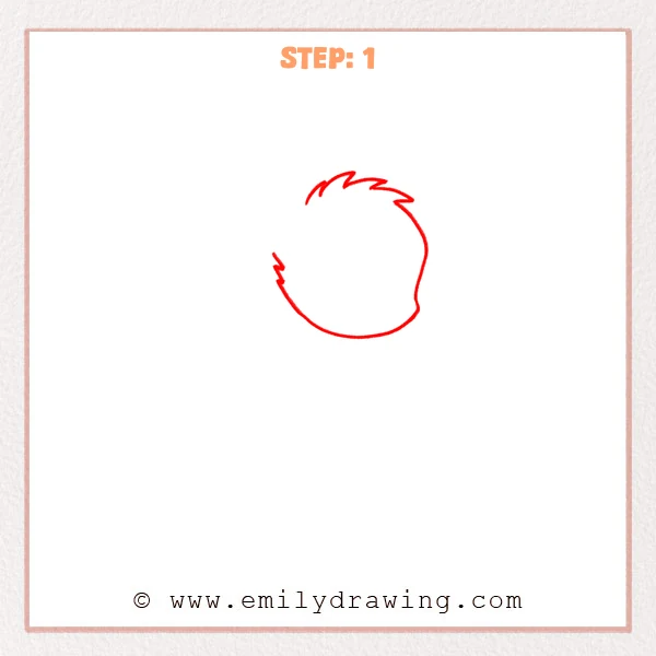 how to draw a bambi - Step 1: Light sketch of Bambi’s rounded head outline with a small fluffy hair tuft.