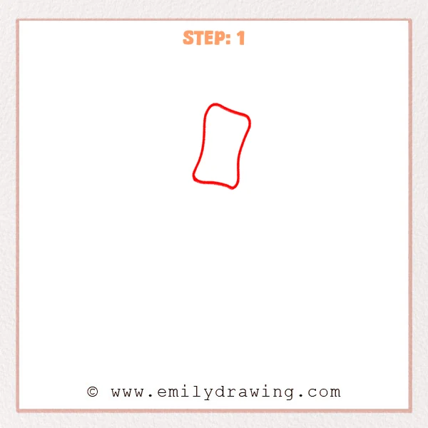 how to draw a bamboo - Step 1: A single rounded bamboo segment outline with gentle curved sides.