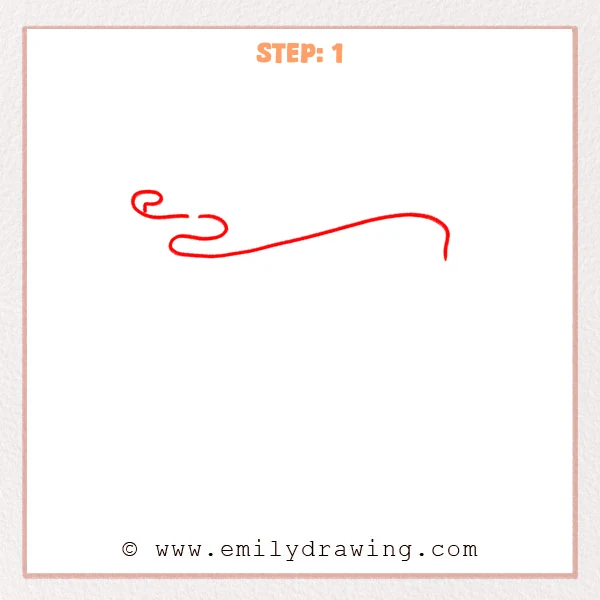 how to draw a banner - Step 1: A simple wavy top line with a small left curl for an easy ribbon banner sketch.