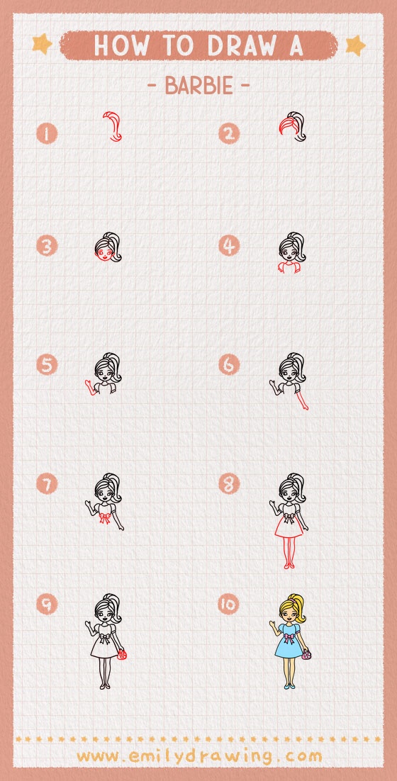 how to draw a barbie pinterest pin