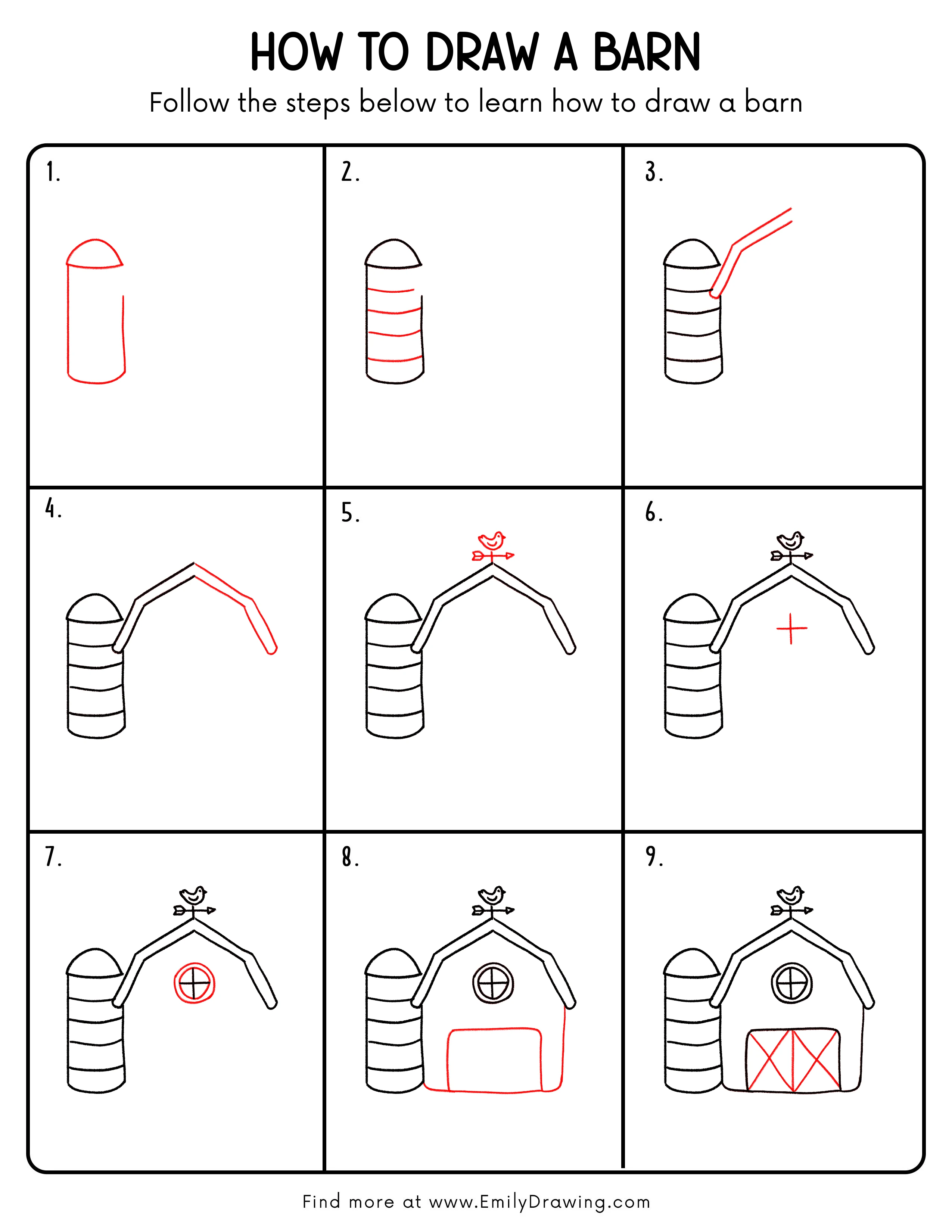 Printable Barn Drawing Guide