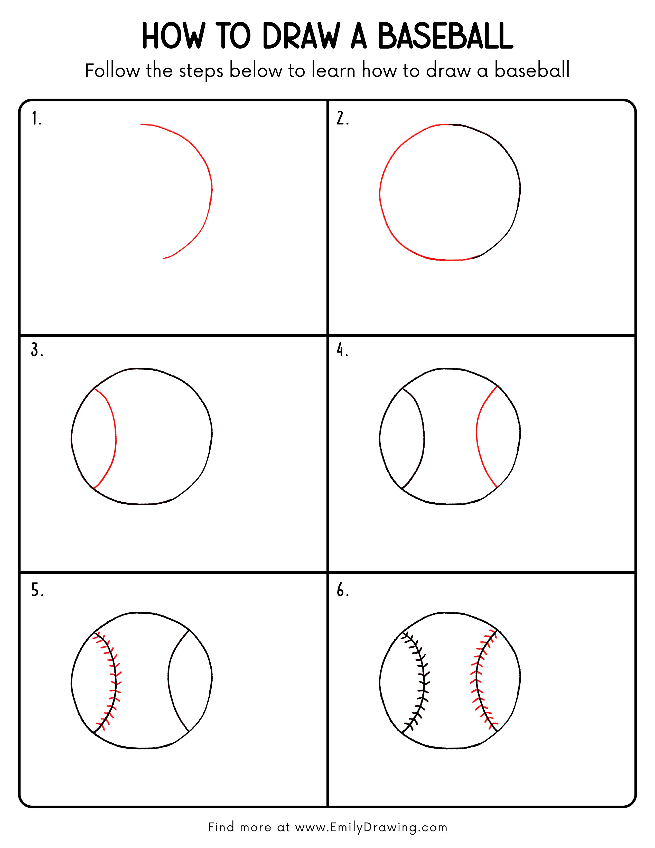 Printable Baseball Drawing Guide