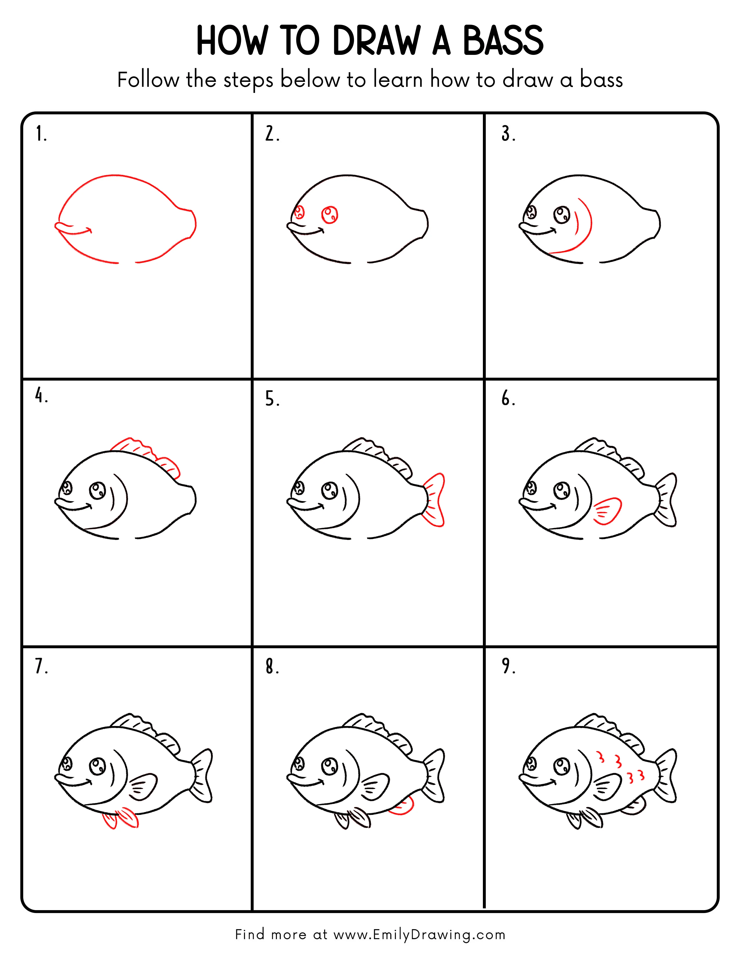 Printable Bass Drawing Guide