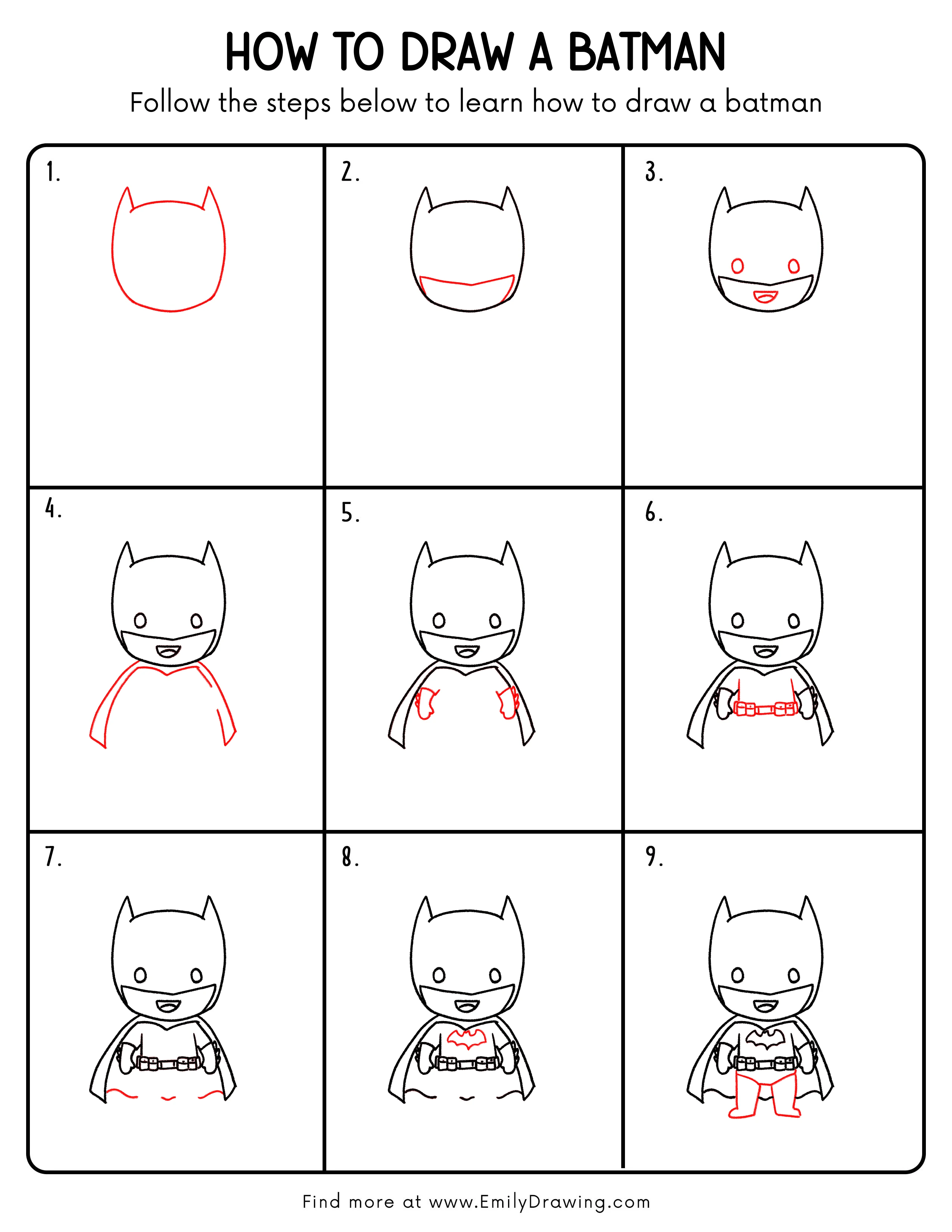 Printable Batman Drawing Guide