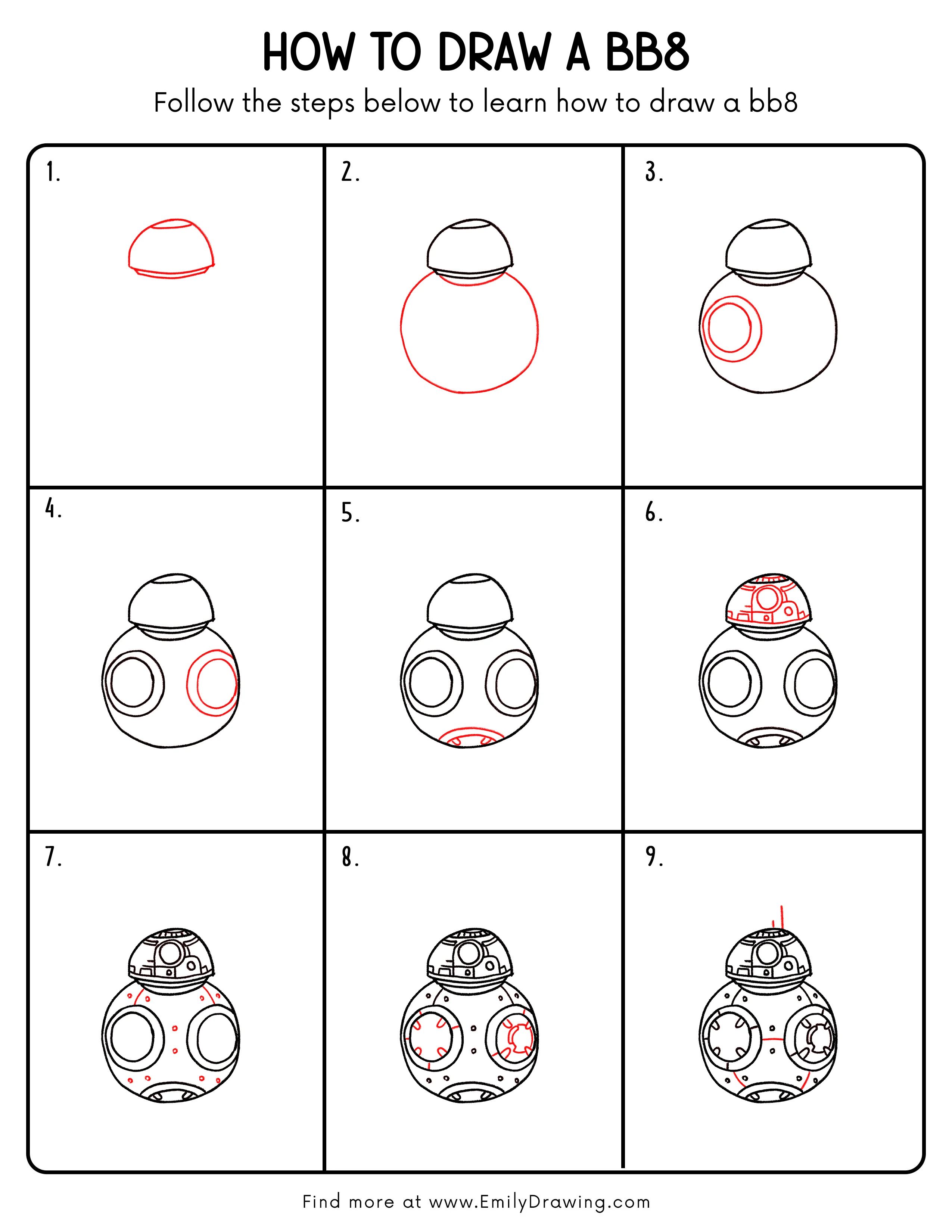 Printable Bb8 Drawing Guide