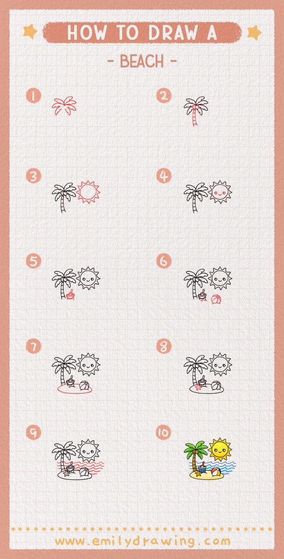 how to draw a beach pinterest pin