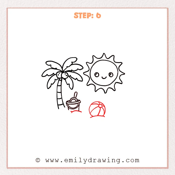 how to draw a beach - Step 6