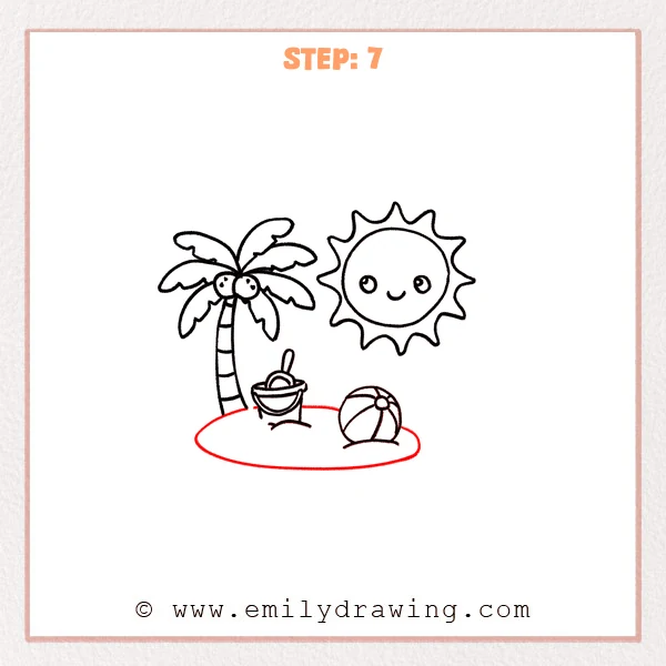 how to draw a beach - Step 7