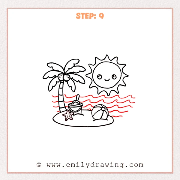 how to draw a beach - Step 9