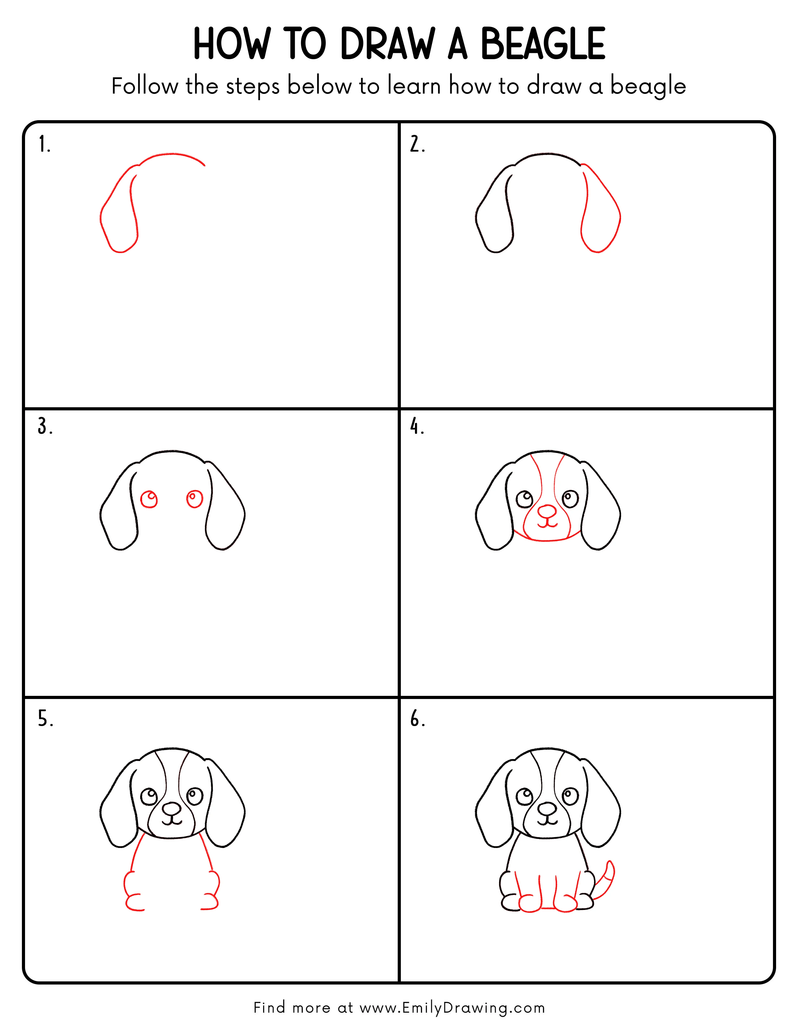Printable Beagle Drawing Guide