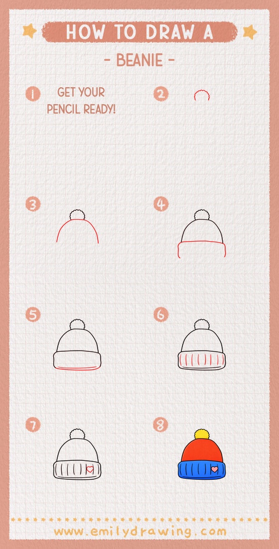 how to draw a beanie pinterest pin