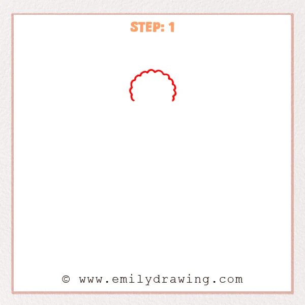 how to draw a beanie - Step 1: A small wavy cloud shape starts the beanie pom-pom.