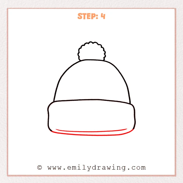 how to draw a beanie - Step 4: A thin inner curve is added along the bottom of the beanie cuff.