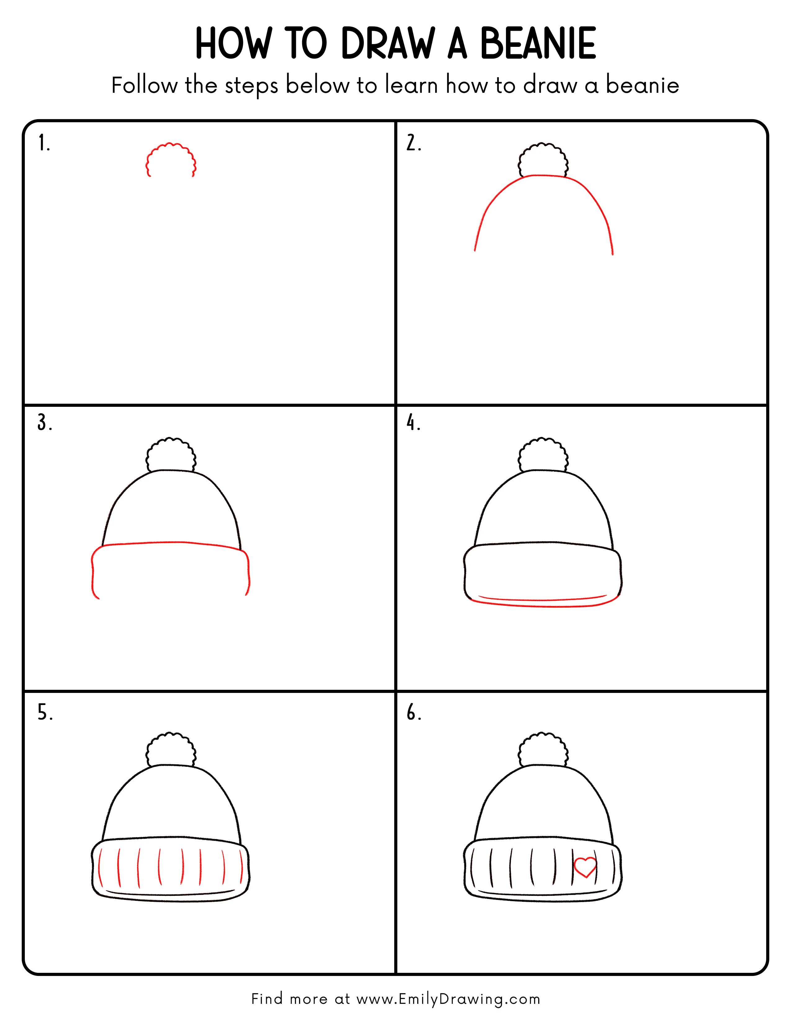 Printable Beanie Drawing Guide