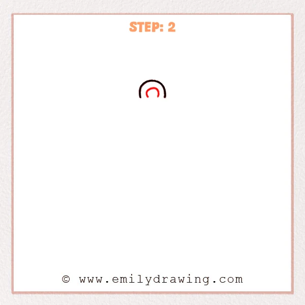 how to draw a bell - Step 2: The bell’s top loop now has an inner curve, showing thickness.