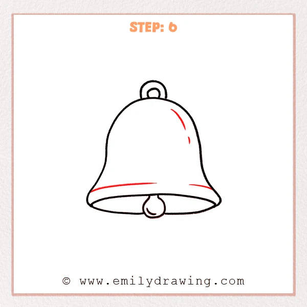 how to draw a bell - Step 6: The bell is finished with a few curved highlight lines to suggest a shiny surface.