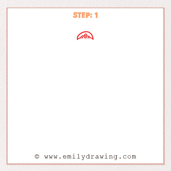 how to draw a belle - Step 1: A simple arched tiara outline begins Belle’s headpiece.