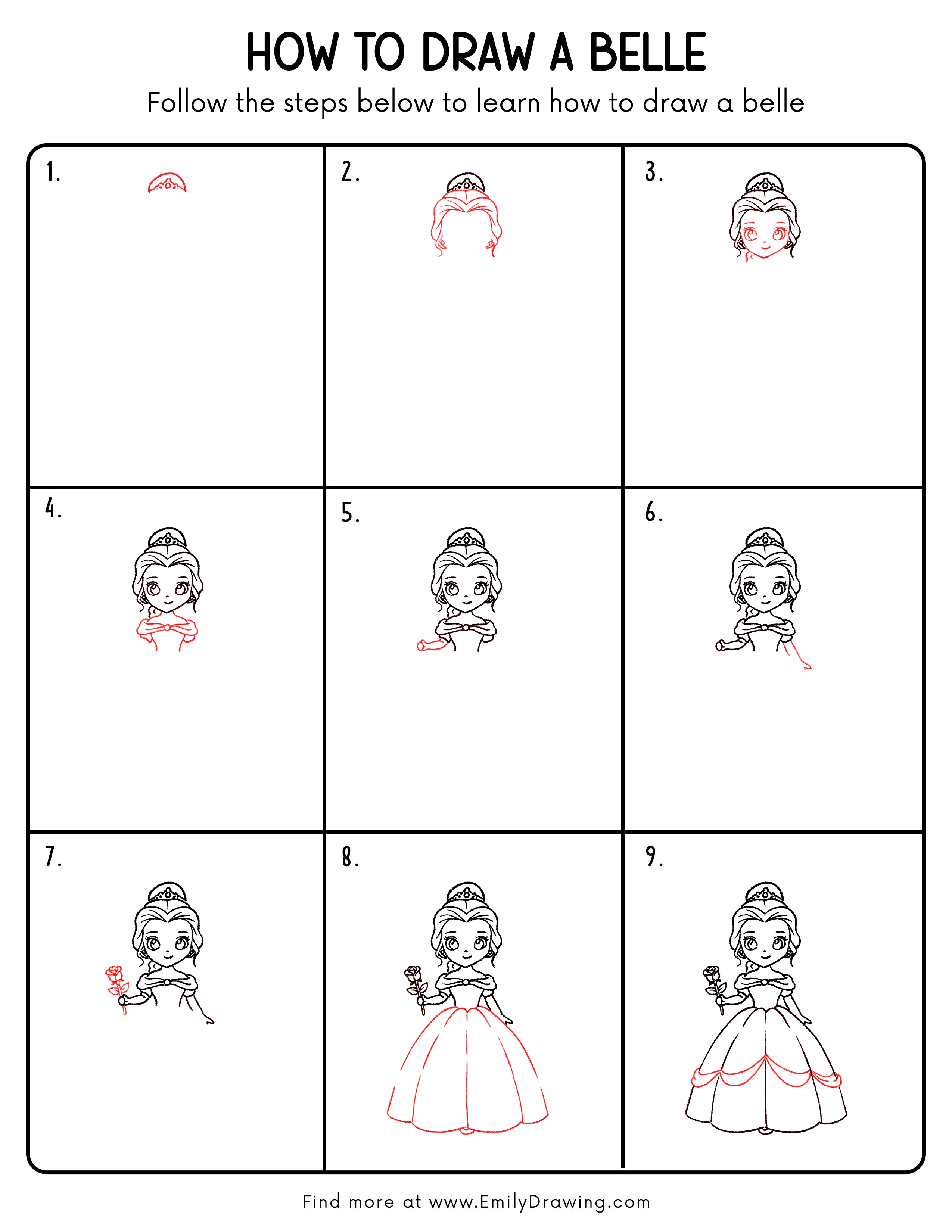 Printable Belle Drawing Guide