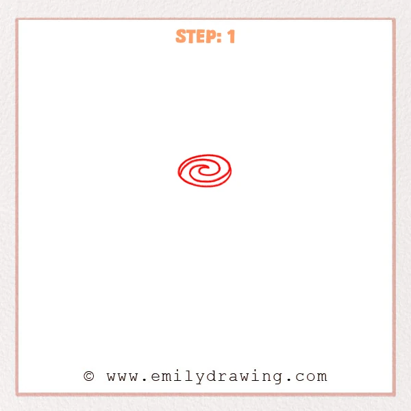 how to draw a beyblade - Step 1: A small oval and spiral create the Beyblade’s center symbol.