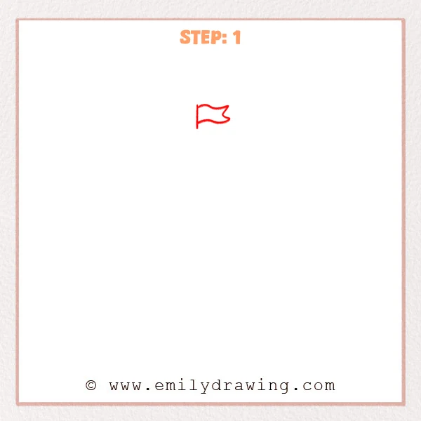 how to draw a boat - Step 1: A small waving flag is drawn at the top to begin the boat.