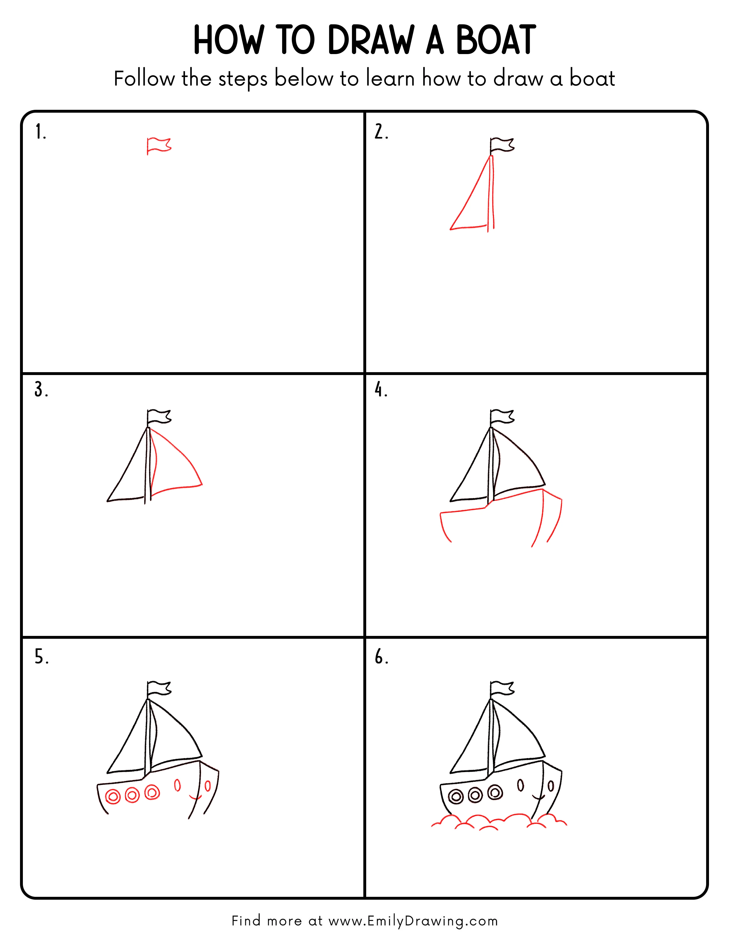 Printable Boat Drawing Guide