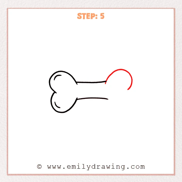 how to draw a bone - Step 5: The right rounded end is added, matching the left end’s shape.