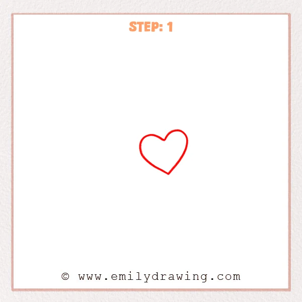 how to draw a book - Step 1: A simple heart is drawn in the center as the main book cover icon.