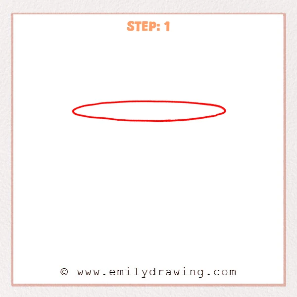 how to draw a bowl - Step 1: A wide, flat oval is drawn to show the bowl opening.