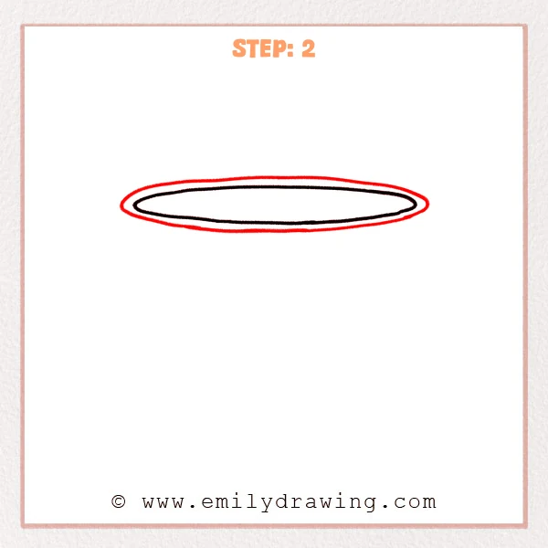 how to draw a bowl - Step 2: A smaller inner oval is added to create a thick bowl rim.