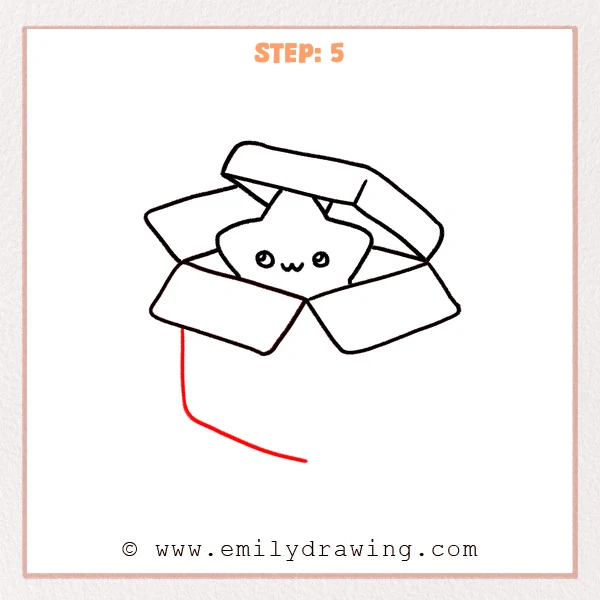 how to draw a box - The open box now shows a long left side wall and a slightly curved bottom line forming the start of the box body.